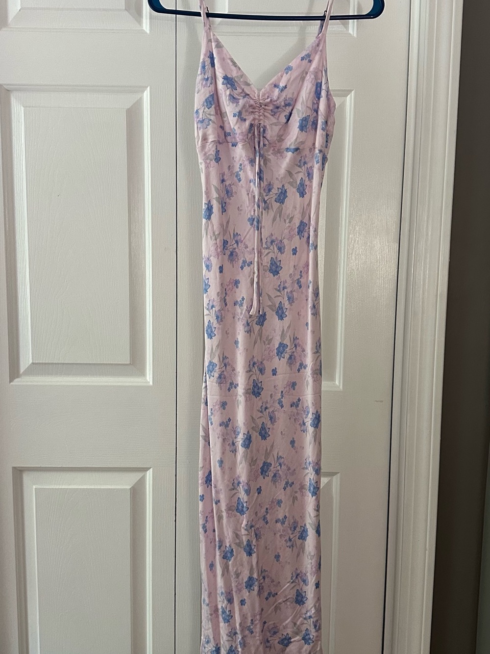 wild fable Pink Slip Dress with Blue Floral Print